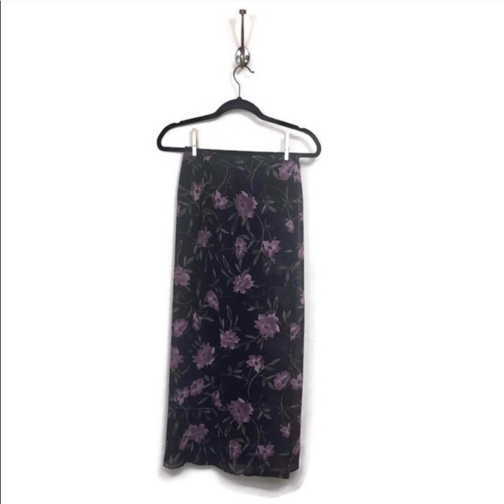 Vtg 90s express Purple Floral Faux Wrap Skirt XS